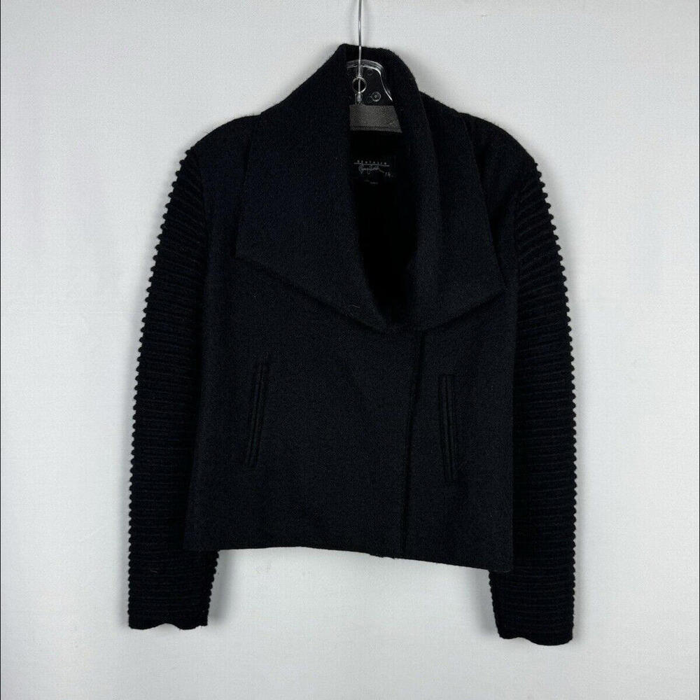 Sentaler Alpaca Wool Ribbed Sleeve Jacket Black Size L